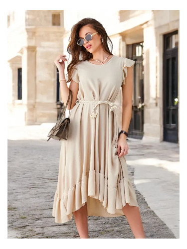 Resti Women's midi dress with ruffles and short sleeves