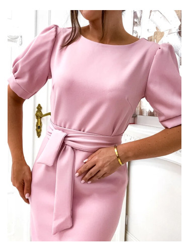Resti Women's knee-length dress with puffed short sleeves and belt