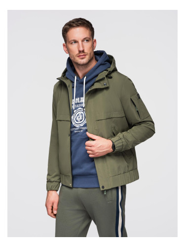 Ombre Men's functional transitional jacket with hood - olive