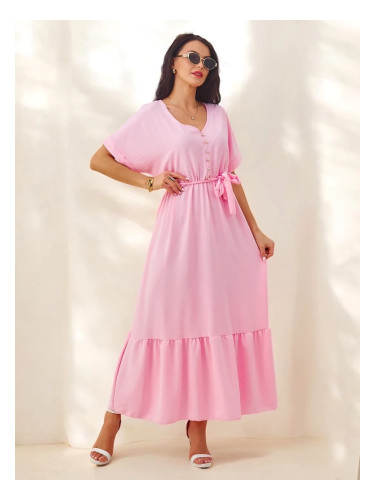 Resti Women's midi dress with short sleeves and decorative buttons