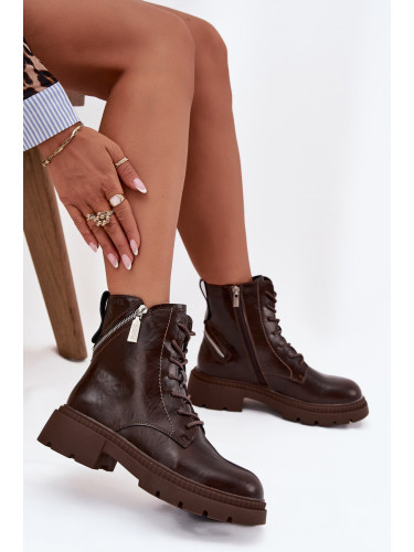 BIG STAR SHOES Кожени дамски работни ботуши с подплата Big Star