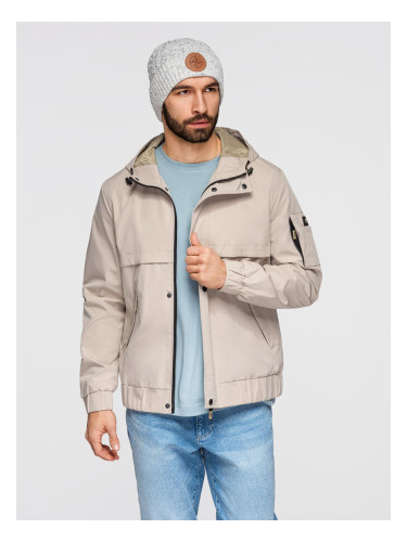 Ombre Functional men's transitional jacket with hood - beige