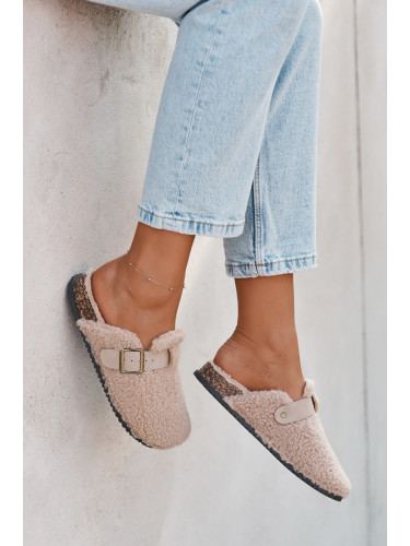 Boto Дамски чехли с пухкава козина тип агне Bež Lorivine