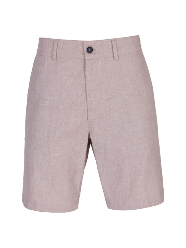 Ленен мъжки къс панталон в бежов меланж