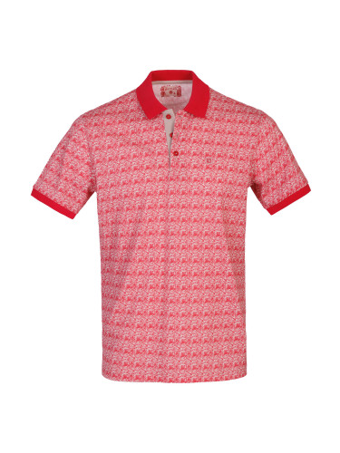 Мъжка тениска в бежово с червени пейсли