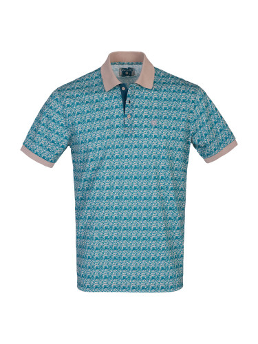 Мъжка тениска в бежово със зелени пейсли