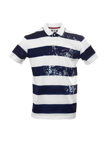 Мъжка тениска с бяло и синьо широко райе