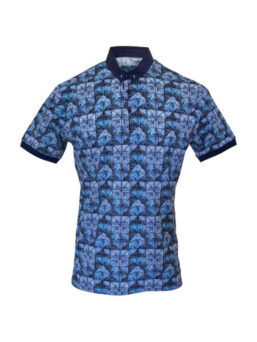 Мъжка тениска в синьо с ефектен принт