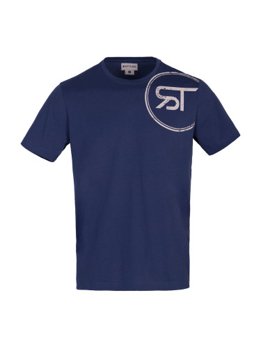 Мъжка тениска в деним с кръгъл печат