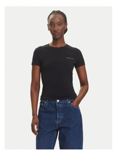 Tommy Jeans Тишърт Linear DW0DW21164 Черен Slim Fit