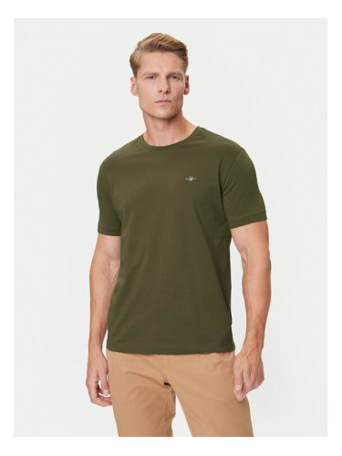 Gant Тишърт Shield 2003184 Зелен Regular Fit