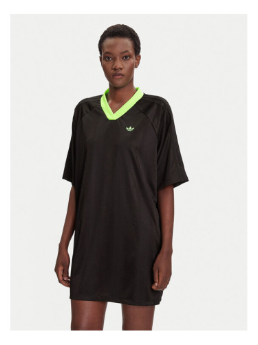 adidas Ежедневна рокля adicolor Football Jacquard KB8152 Черен Oversize