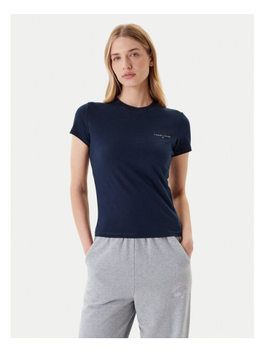 Tommy Jeans Тишърт Linear DW0DW21164 Тъмносин Slim Fit