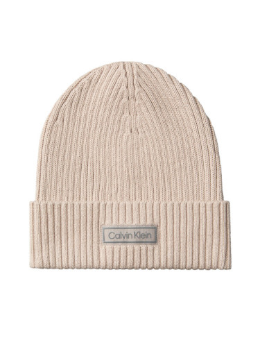 Calvin Klein Шапка Patch Chunky Rib Cotton Beanie LV04D8053G Бежов