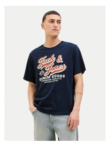 Jack & Jones Тишърт Logo 12279535 Тъмносин Standard Fit