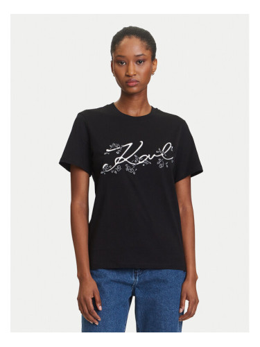 KARL LAGERFELD Тишърт A3W17018 Черен Regular Fit
