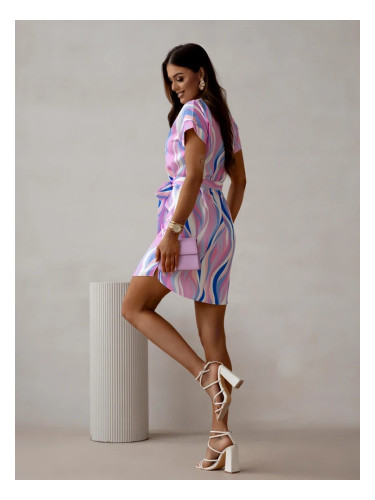 Resti Knee-length women's dress with short sleeves and ties in various stripes