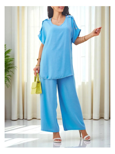 Resti Women's cotton set with short sleeves and wide pants