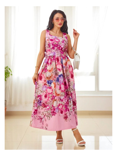 Resti Women's midi dress with straps, featuring a belt in various floral patterns