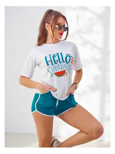 Resti Women's sports set with a t-shirt and shorts Hello Summer