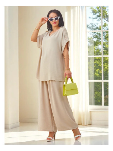 Resti Women's cotton set with short sleeves and flared pants