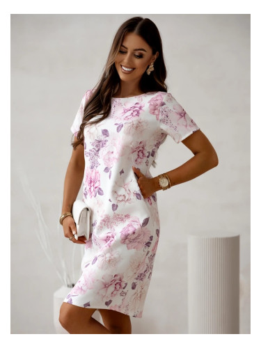 Resti Simple knee-length women’s dress with short sleeves featuring a floral motif