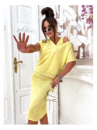 Resti Women's set with a revealing sweatshirt and knee-length dress