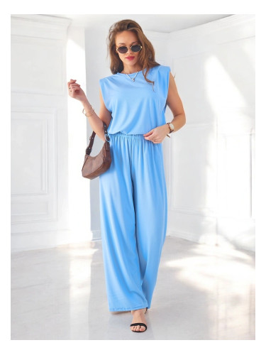 Resti Women's ribbed viscose set, sleeveless and with wide pants