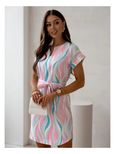 Resti Women's knee-length dress with short sleeves and ties in various stripes