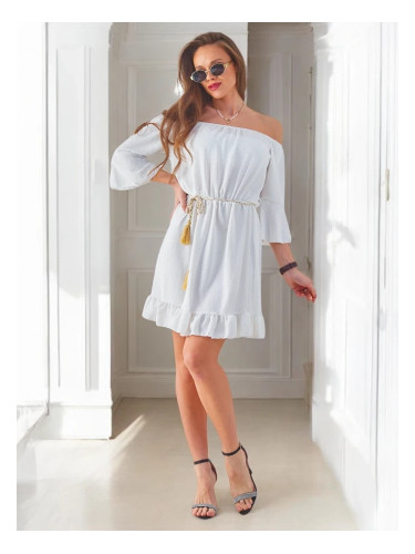 Resti Women's mini dress off-the-shoulder with long sleeves and rhinestones