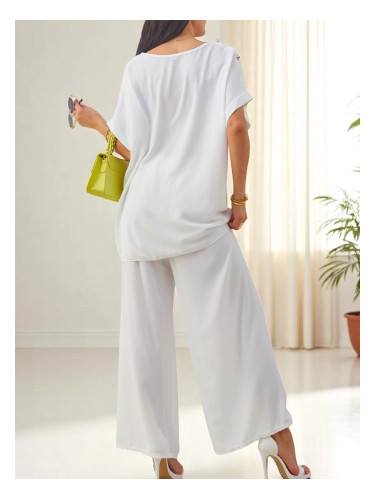 Resti Women's cotton two-piece set with short sleeves and wide pants