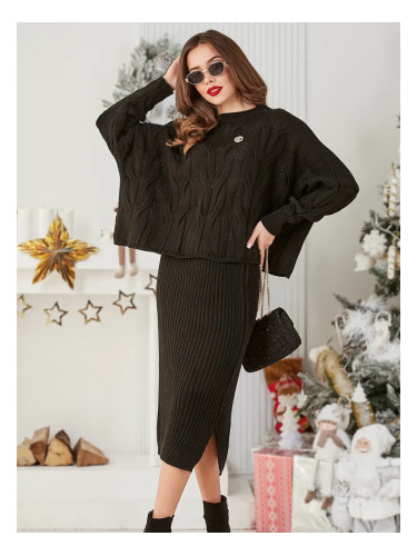 Resti Acrylic braided women's set with sweater and skirt Warm&Fuzzy