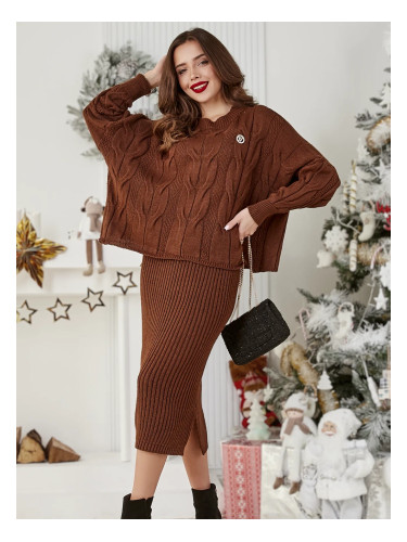 Resti Acrylic braided women's set with sweater and skirt Warm&Fuzzy