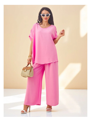 Resti Women's cotton set with short sleeves and wide trousers