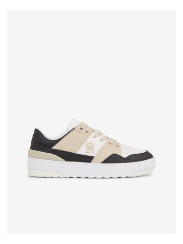 Beige-white women's leather sneakers Tommy Hilfiger Basket Sneaker LO