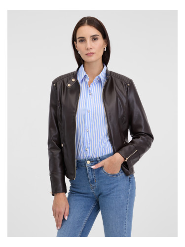 Dark brown women's faux leather jacket ORSAY - Women's