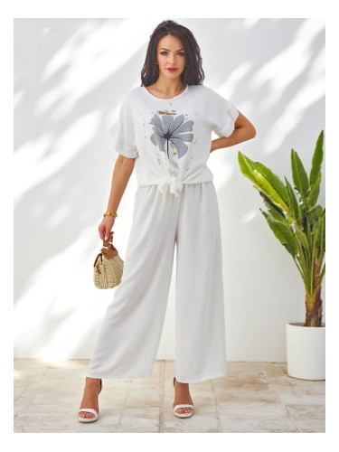 Resti Women's casual set with a short-sleeve blouse and wide trousers