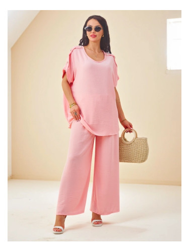 Resti Women's cotton set with short sleeves and wide trousers