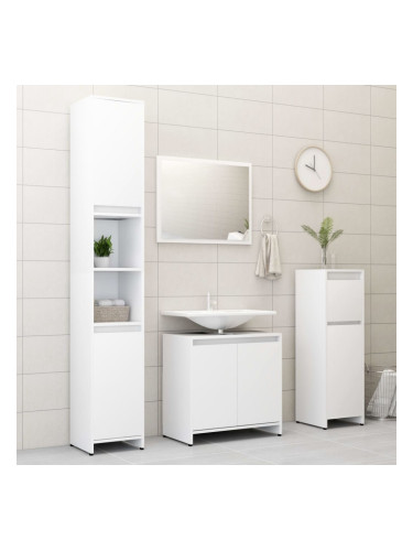 Sonata H Комплект мебели за баня от 4 части, бял, инженерно дърво