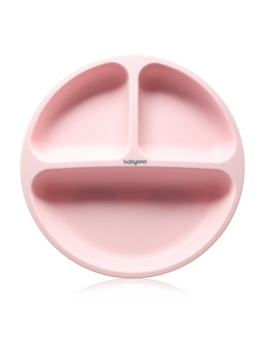 BabyOno Siilicone Plate 6m+ разделена чиния с вендуза Pink 1 бр.