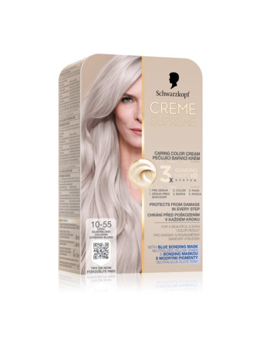 Schwarzkopf Creme Supreme перманентната боя за коса цвят 10-55 Cool Silverblond 60 мл.