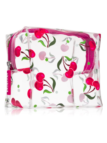 BrushArt Accessories Transparent cosmetic bag прозрачна козметична чантичка Sweet Cherry 15 x 14 x 9 cm 1 бр.