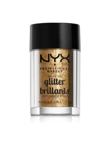 NYX Professional Makeup Face & Body Glitter Brillants брокат за лице и тяло цвят 08 Bronze 2.5 гр.