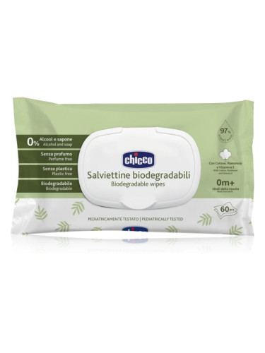 Chicco Biodegradable Baby Wipes нежни мокри кърпички за бебета 60 бр.