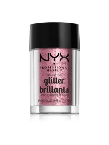 NYX Professional Makeup Face & Body Glitter Brillants брокат за лице и тяло цвят 02 Rose 2.5 гр.