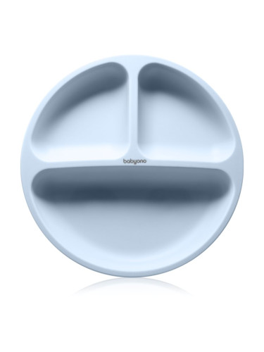 BabyOno Siilicone Plate 6m+ разделена чиния с вендуза Blue 1 бр.