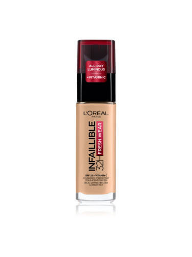 L’Oréal Paris Infaillible 32H Fresh Wear дълготраен течен фон дьо тен цвят 120 WARM DORE 30 мл.