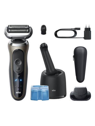 Braun Series 7 72-C7200cc електрическа самобръсначка с почистваща и зарядна станция Gold 1 бр.