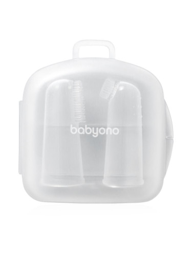 BabyOno Silicone Toothbrush детска четка за зъби за върху пръст с калъфка 0m+ 2 бр.