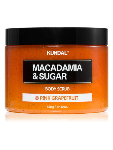 KUNDAL Macadamia & Sugar Body Scrub Pink Grapefruit нежен пилинг за тяло с успокояващ ефект 550 гр.